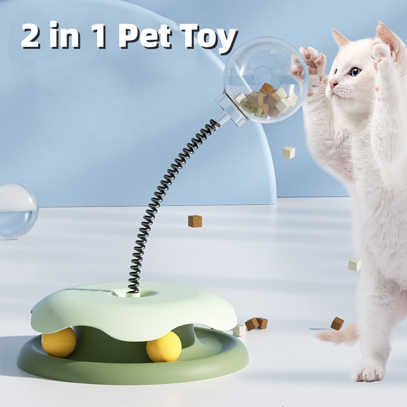 Fun & Smart Cat Play Toy  – 2‑in‑1 Treat Dispenser Turntable Ball